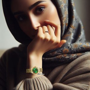 ساعت زنانه رولکس طلایی صفحه سبز Rolex Datejust G26
