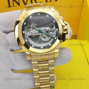 ساعت اینویکتا اتوماتیک طلایی پشت شیشه ای صفحه سبز Invicta Ghost GREG01 