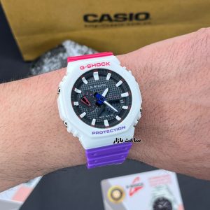ساعت جی شاک بنفش سفید GA2100