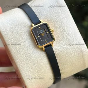 ساعت دنیل ولینگتون مینی صفحه مشکی بند چرمی Daniel Wellington Quadro Mini