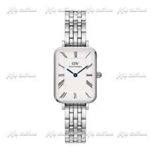 ساعت دنیل ولینگتون سیلور صفحه سفید QUADRO ROMAN NUMERALS 5-Link